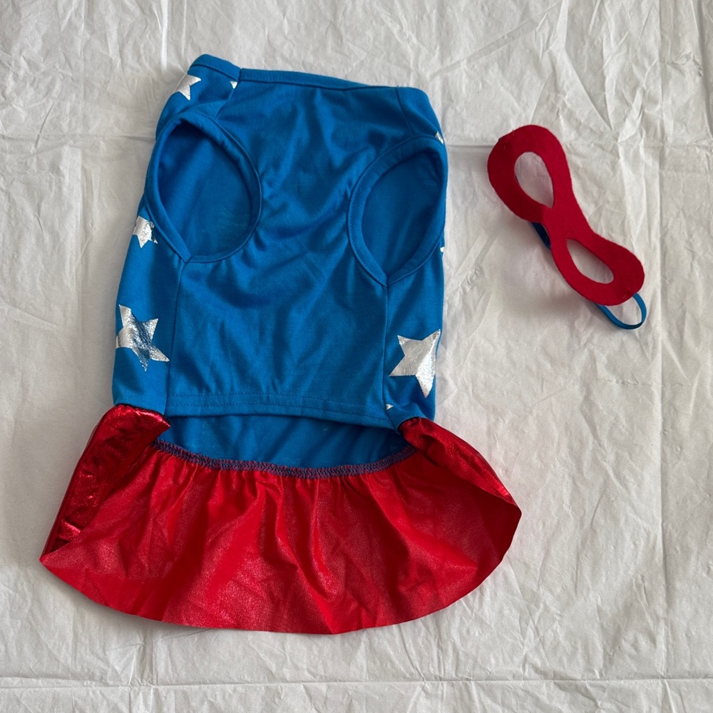 Blue and Red Superhero Pet Costume